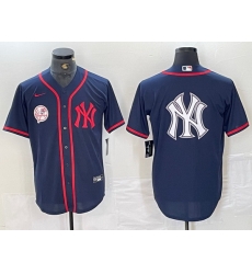 Men New York Yankees Big LOGO Navy Cool Base Stitched Baseball Jersey 6