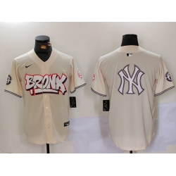 Men New York Yankees Blank Cream The Bronx Graffiti V2 Vapor Limited Stitched Baseball Jersey 1 397