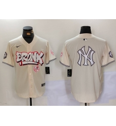 Men New York Yankees Blank Cream The Bronx Graffiti V2 Vapor Limited Stitched Baseball Jersey 15