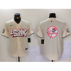 Men New York Yankees Blank Cream The Bronx Graffiti V2 Vapor Limited Stitched Baseball Jersey 5