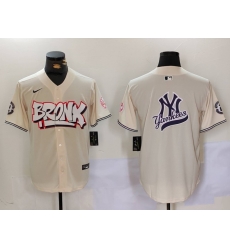 Men New York Yankees Blank Cream The Bronx Graffiti V2 Vapor Limited Stitched Baseball Jersey 8