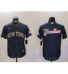 Men New York Yankees Navy Team Big Logo Cool Base Stitched Baseball Jersey 15