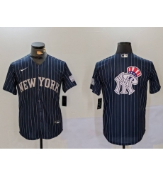 Men New York Yankees Navy Team Big Logo Cool Base Stitched Baseball Jersey 8