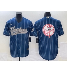 Men New York Yankees Navy Team Big Logo Cool Base Stitched Baseball Jersey