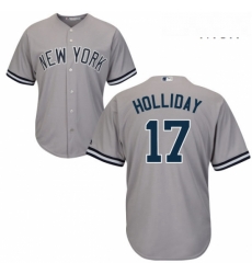 Mens Majestic New York Yankees 17 Matt Holliday Replica Grey Road MLB Jersey