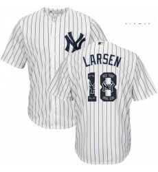 Mens Majestic New York Yankees 18 Don Larsen Authentic White Team Logo Fashion MLB Jersey