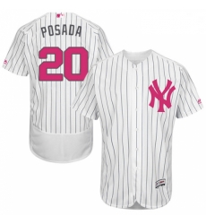 Mens Majestic New York Yankees 20 Jorge Posada Authentic White 2016 Mothers Day Fashion Flex Base MLB Jersey