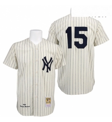 Mens Mitchell and Ness 1969 New York Yankees 15 Thurman Munson Authentic Cream Throwback MLB Jersey