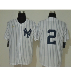 Men's New York Yankees #2 Derek Jeter No Name White Throwback Stitched MLB Cool Base Nike Jersey