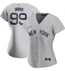 Women New York Yankees 99 Aaron Judge Nike Alternate 2020 MLB Player Jersey Gray