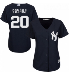 Womens Majestic New York Yankees 20 Jorge Posada Authentic Navy Blue Alternate MLB Jersey