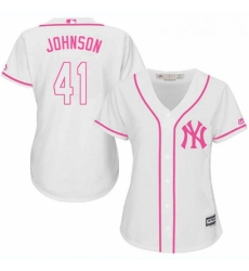 Womens Majestic New York Yankees 41 Randy Johnson Authentic White Fashion Cool Base MLB Jersey