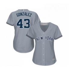 Womens New York Yankees 43 Gio Gonzalez Authentic Grey Road Baseball Jersey 