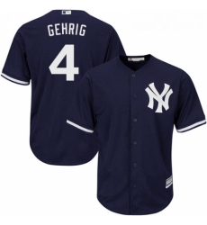 Youth Majestic New York Yankees 4 Lou Gehrig Replica Navy Blue Alternate MLB Jersey