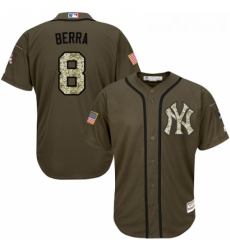 Youth Majestic New York Yankees 8 Yogi Berra Authentic Green Salute to Service MLB Jersey