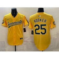 Men Oakland Athletics  25 Brent Rooker 2026 Yellow Alternate Sacramento Celebrating 125 Years Vapor Limited Stitched Baseball Jersey