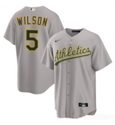 Men Oakland Athletics 5 Jacob Wilson Grey 2024 Away Limited Stitched Jersey