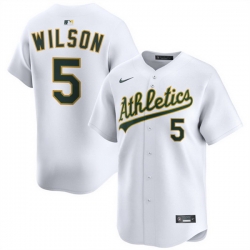 Men Oakland Athletics 5 Jacob Wilson White 2024 Home Limited Stitched Jersey