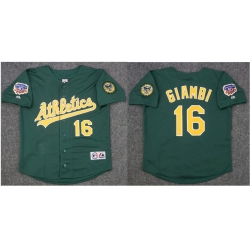 Men Oakland Athletics Jason Giambi #16 1997 Greeen Jackie 50Th Patch Jersey