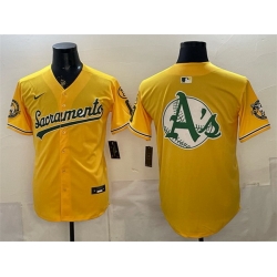 Men Oakland Athletics Team Big Logo 2026 Yellow Alternate Sacramento Celebrating 125 Years Vapor Limited Stitched Baseball Jerseys 002
