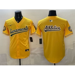 Men Oakland Athletics Team Big Logo 2026 Yellow Alternate Sacramento Celebrating 125 Years Vapor Limited Stitched Baseball Jerseys