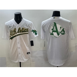 Men Oakland Athletics Team Big Logo White Stitched Baseball Jersey 2
