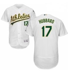 Mens Majestic Oakland Athletics 17 Glenn Hubbard White Home Flex Base Authentic Collection MLB Jersey