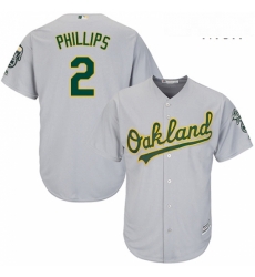 Mens Majestic Oakland Athletics 2 Tony Phillips Replica Grey Road Cool Base MLB Jersey