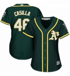 Womens Majestic Oakland Athletics 46 Santiago Casilla Authentic Green Alternate 1 Cool Base MLB Jersey