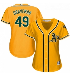 Womens Majestic Oakland Athletics 49 Kendall Graveman Authentic Gold Alternate 2 Cool Base MLB Jersey 