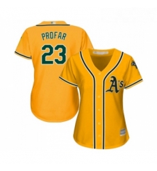 Womens Oakland Athletics 23 Jurickson Profar Replica Gold Alternate 2 Cool Base Baseball Jersey 