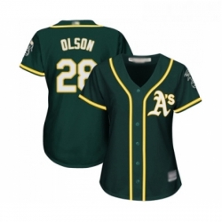 Womens Oakland Athletics 28 Matt Olson Replica Green Alternate 1 Cool Base Baseball Jersey 