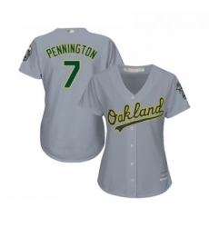 Womens Oakland Athletics 7 Cliff Pennington Replica Grey Road Cool Base Baseball Jersey 