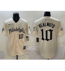 Men Philadelphia Phillies 10 J T  Realmuto Cream Gothic Vapor Limited Stitched Jersey