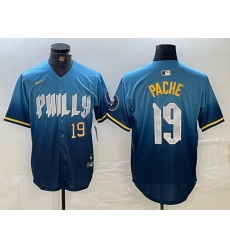 Men Philadelphia Phillies 19 Cristian Pache Blue 2024 City Connect Limited Stitched Jersey