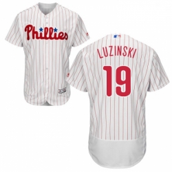 Mens Majestic Philadelphia Phillies 19 Greg Luzinski White Home Flex Base Authentic Collection MLB Jersey