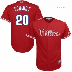 Mens Majestic Philadelphia Phillies 20 Mike Schmidt Replica Red Alternate Cool Base MLB Jersey