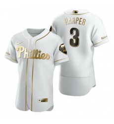 Philadelphia Phillies 3 Bryce Harper White Nike Mens Authentic Golden Edition MLB Jersey