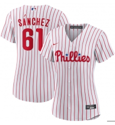 Women Nike Cristopher Sanchez White #61 Philadelphia Phillies Home Jersey