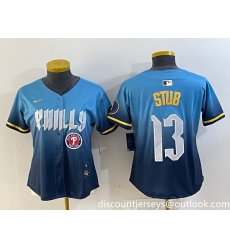 Women Philadelphia Phillies 13 Stub Blue 2024 City Connect Limited Stitched Baseball Jersey 3