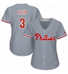 Womens Majestic Philadelphia Phillies 3 Chuck Klein Replica Grey Road Cool Base MLB Jersey