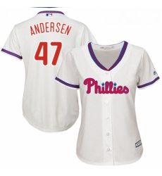 Womens Majestic Philadelphia Phillies 47 Larry Andersen Replica Cream Alternate Cool Base MLB Jersey