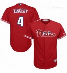 Youth Majestic Philadelphia Phillies 4 Scott Kingery Authentic Red Alternate Cool Base MLB Jersey 