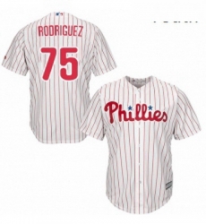 Youth Majestic Philadelphia Phillies 75 Francisco Rodriguez Authentic WhiteRed Strip Home Cool Base MLB Jersey 