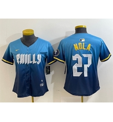 Youth Philadelphia Phillies 27 Aaron Nola Blue 2024 City Connect Limited Stitched Baseball Jersey