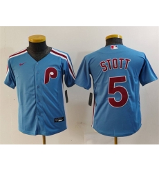 Youth Philadelphia Phillies 5 Bryson Stott Blue Cool Base Stitched Baseball Jersey