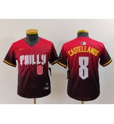 Youth Philadelphia Phillies 8 Nick Castellanos Red 2024 City Connect Limited Stitched Baseball Jersey 2