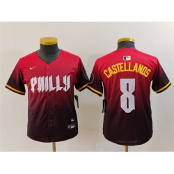 Youth Philadelphia Phillies 8 Nick Castellanos Red 2024 City Connect Limited Stitched Baseball Jersey