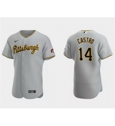 Men Pittsburgh Pirates 14 Rodolfo Castro Grey Flex Base Stitched Baseball Jersey