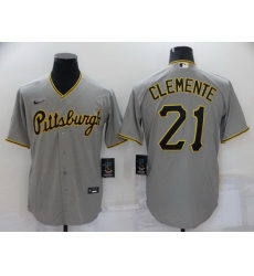 Men Pittsburgh Pirates 21 Roberto Clemente Grey Cool Base Stitched jersey